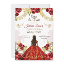 Westerne Quinceañera Bloemen Rood Goud Charra Paar