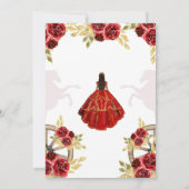 Westerne Quinceañera Bloemen Rood Goud Charra Paar Save The Date (Achterkant)
