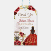 Westerne Quinceañera Rode Gouden Charra Kroonpaard Cadeaulabel (Voorkant)