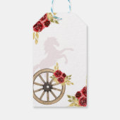 Westerne Quinceañera Rode Gouden Charra Kroonpaard Cadeaulabel (Achterkant)