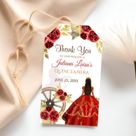 Westerne Quinceañera Rode Gouden Charra Kroonpaard Cadeaulabel