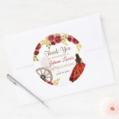 Westerne Quinceañera Rode Gouden Charra Kroonpaard Ronde Sticker (Envelop)