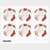 Westerne Quinceañera Rode Gouden Charra Kroonpaard Ronde Sticker (Vel)