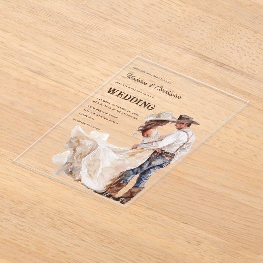 Westerne Ranch bruiloft uitnodiging (Laagn)