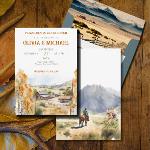 Westerne Ranch bruiloft uitnodiging