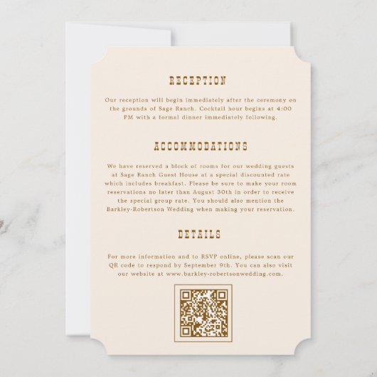 Westerne Ranch Country Monogram Alles in één bruil Kaart (Achterkant)