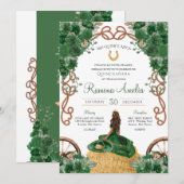 Westerne Ranch Emerald Groene Bloemen Quinceañera Kaart (Voorkant / Achterkant)