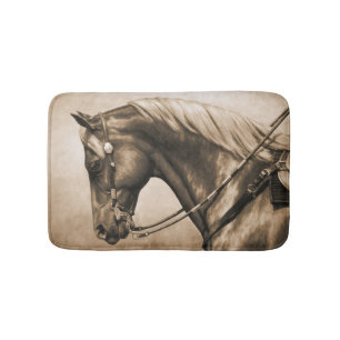 Westerne Ranch Horse Old Photo Sepia Badmat