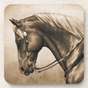 Westerne Ranch Horse Old Photo Sepia Drankjes Onderzetter