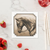 Westerne Ranch Horse Old Photo Sepia Servetten (Insitu)