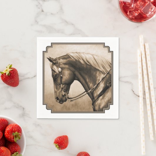 Westerne Ranch Horse Old Photo Sepia Servetten (Insitu)