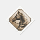 Westerne Ranch Horse Old Photo Sepia Servetten (Hoek)