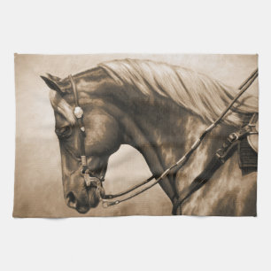 Westerne Ranch Horse Old Photo Sepia Theedoek