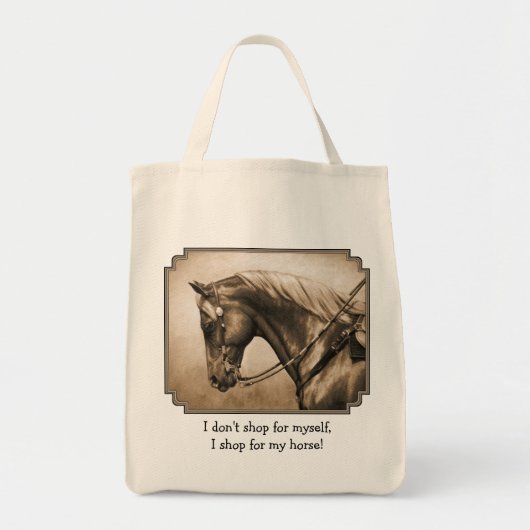 Westerne Ranch Horse Old Photo Sepia Tote Bag (Voorkant)
