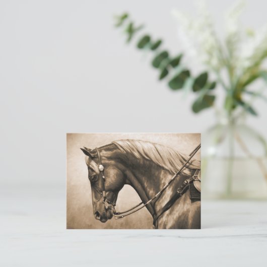 Westerne Ranch Horse Old Photo Sepia Visitekaartje (Staand voorkant)