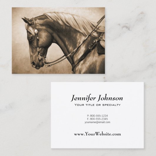 Westerne Ranch Horse Old Photo Sepia Visitekaartje (Voorkant / Achterkant)