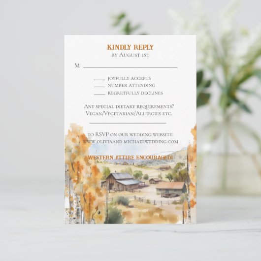 Westerne Ranch Invitation RSVP-kaart (Staand voorkant)