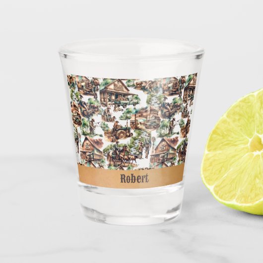 Westerne Ranch of Country Boerderij Scene Geperson Shot Glas (Voorkant)