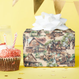 Westerne Ranch of Land Boerderij Scene Cadeaupapier