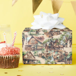 Westerne Ranch of Land Boerderij Scene Cadeaupapier