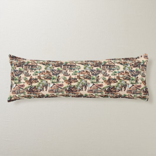 Westerne Ranch of Land Boerderij Scene Lichaamskussen (Voorkant)