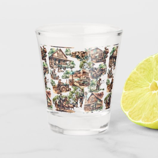 Westerne Ranch of Land Boerderij Scene Shot Glas (Voorkant)
