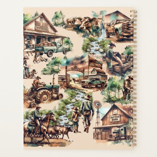 Westerne Ranch of Land Boerderij Scènes Planner (Achterkant)