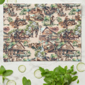 Westerne Ranch of Land Boerderij Scènes Theedoek (Gevouwen)