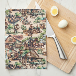 Westerne Ranch of Land Boerderij Scènes Theedoek