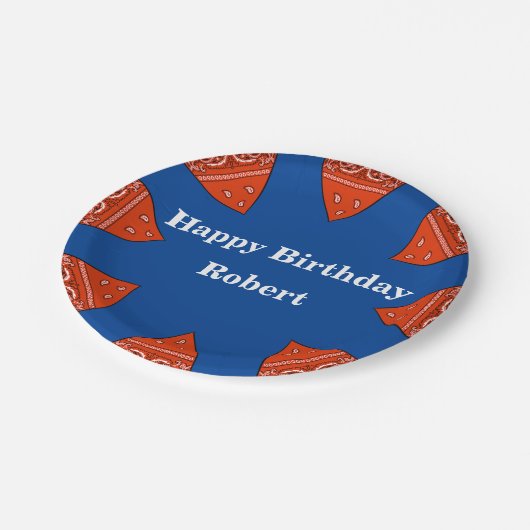 Westerne Red Bandana Party Borden aanpassen Papieren Bordje (Gekanteld)