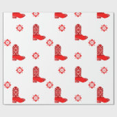 Westerne Red Bandana Print Cowboy Boot Cutout Cadeaupapier (Vlak)