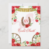 Westerne Red Rose Charra Quinceanera Kaart (Achterkant)
