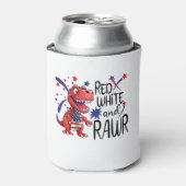 Westerne Red White Rawr-dinosaurus Blikjeskoeler (Blikje Voorkant)