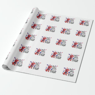 Westerne Red White Rawr-dinosaurus Cadeaupapier