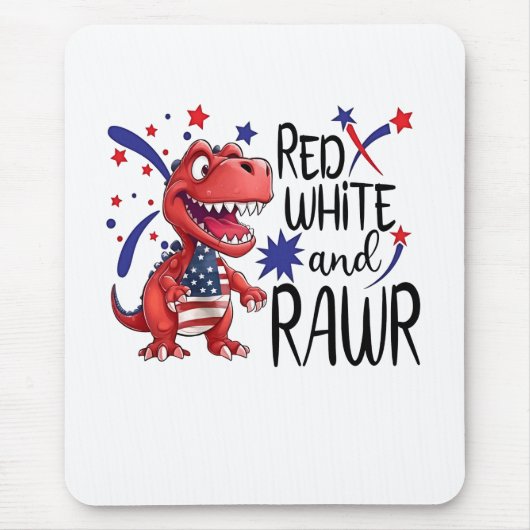 Westerne Red White Rawr-dinosaurus Muismat (Voorkant)