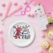 Westerne Red White Rawr-dinosaurus Papieren Bordje (Feest)