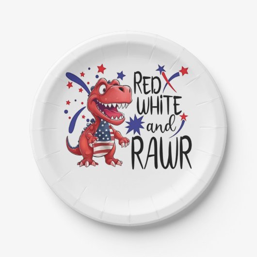 Westerne Red White Rawr-dinosaurus Papieren Bordje (Voorkant)