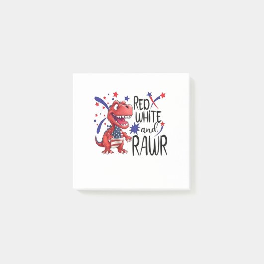 Westerne Red White Rawr-dinosaurus Post-it® Notes (Voorkant)