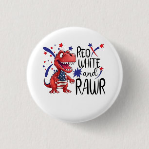 Westerne Red White Rawr-dinosaurus Ronde Button 3,2 Cm