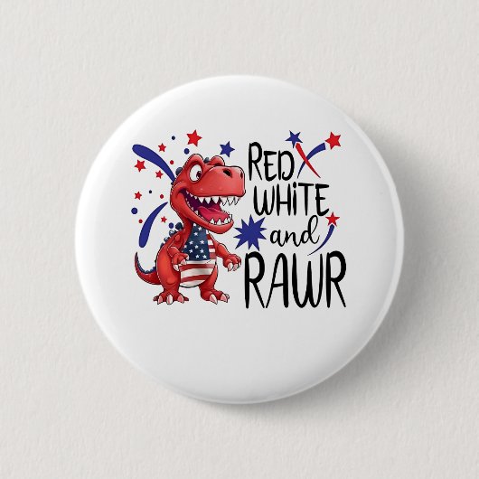 Westerne Red White Rawr-dinosaurus Ronde Button 5,7 Cm (Voorkant)