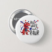Westerne Red White Rawr-dinosaurus Ronde Button 5,7 Cm (Voorkant /achterkant)