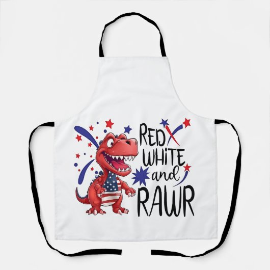 Westerne Red White Rawr-dinosaurus Schort (Voorkant)