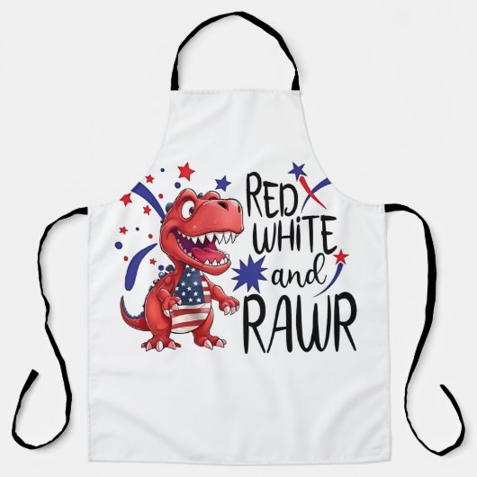 Westerne Red White Rawr-dinosaurus Schort (Voorkant)