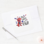 Westerne Red White Rawr-dinosaurus Vierkante Sticker (Envelop)