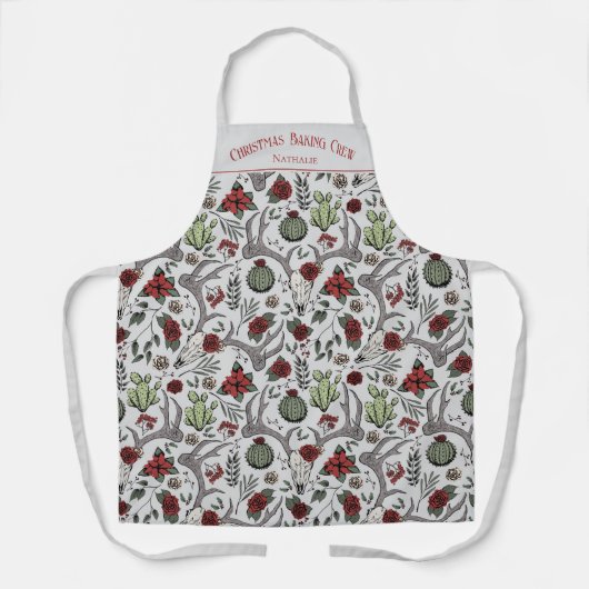 Westerne Rendier Ranch Christmas Baking Crew Schort (Voorkant)