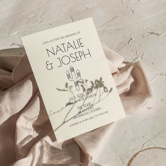 Westerne Retro Hand Getrokken Cactus Modern Bruilo Kaart