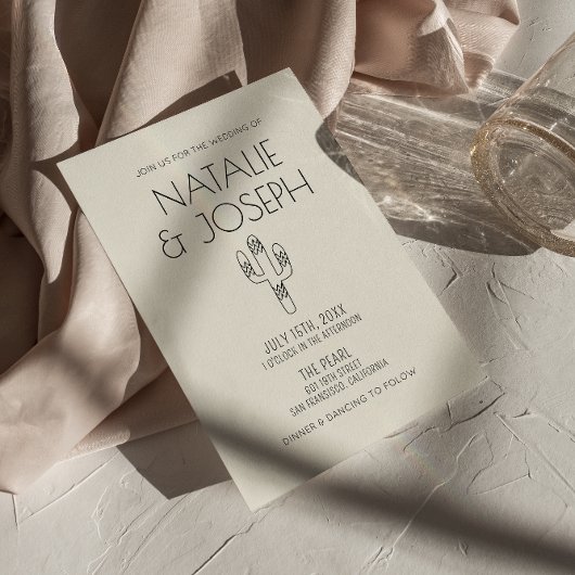 Westerne Retro Hand Getrokken Cactus Modern Bruilo Kaart