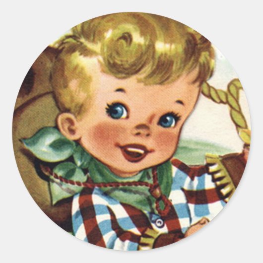 Westerne Retro Lil' Cowboy 1 Fun Stickers (Voorkant)
