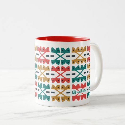 Westerne Retro Mod X Pattern C Tweekleurige Koffiemok (Voorkant rechts)