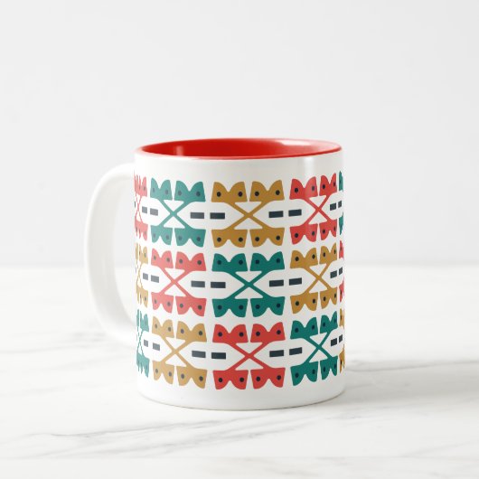 Westerne Retro Mod X Pattern C Tweekleurige Koffiemok (Voorkant links)